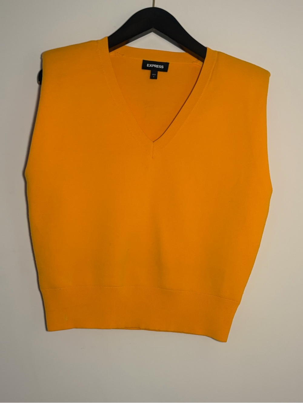Express Women's V-Neck Sweater Vest in Mustard Yellow